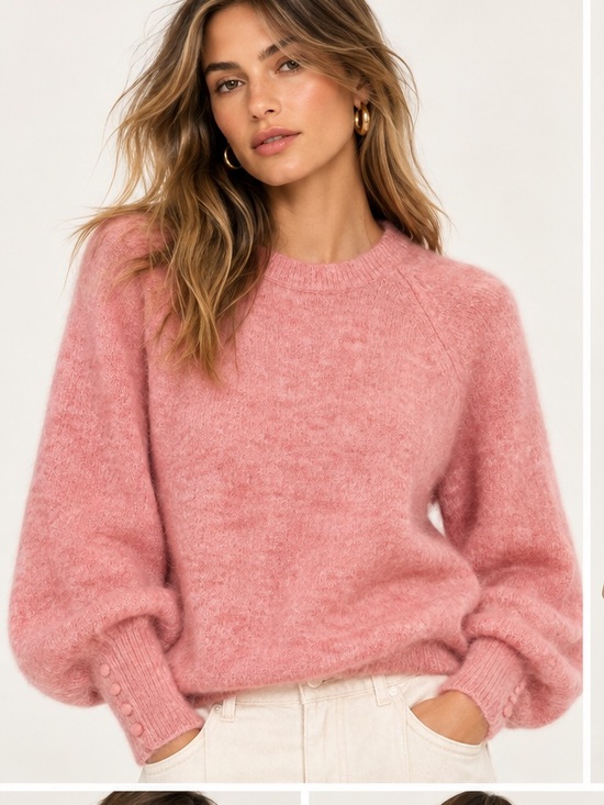 Sezane Sweaters - Sézane Louise Jumper Blush Pink Mohair Wool Blend Balloon Sleeve Sweater M